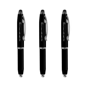 0189099bundle Acurit 3-in-1 Led Penlight Large Barrel Pen And Touchscreen Stylus 3 Pack Black