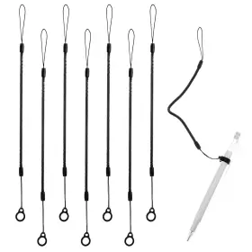 Cyttr0if Ajcotahm 674609 1 8pcs Elastic Lanyard Tether Silicone Pen Leash Retractable Black