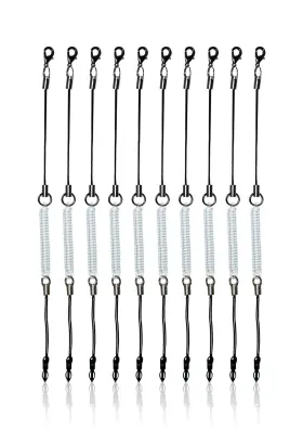 Ampen 810357020121 Detachable Elastic Coil-style Lanyard Replacement 10-pack