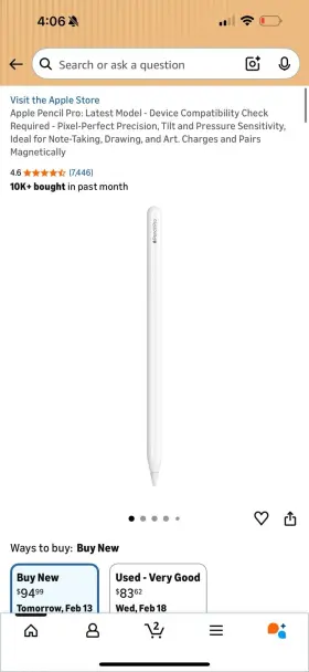 Ez3607984 Apple Pencil Pro Stylus White Bluetooth For Ipad Air Mini Magnetic Tilt