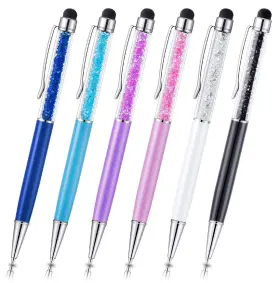 Besgoods 696739566414 Stylus Pens 6pcs Crystal 2 In 1 Slim Capacitive &ballpoint Pen For To