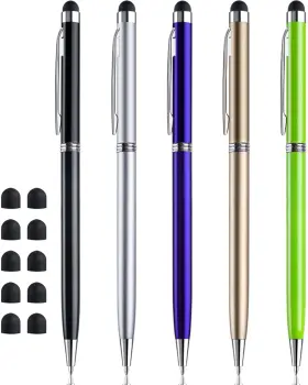 Chaoq 762360007036 Stylus Pens For Touch Screens 5 Pcs 2 In 1 Slim Capacitive Ballp