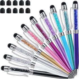 Cq-3023 Chaoq Stylus Pens For Touch Screens 2 In 1 Crystal Ballpoint Pen 10-pac