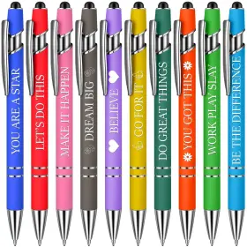 Kg-chrisfall-0290 Chrisfall 10 Pcs Ballpoint Pens Office Inspirational Quotes Snarky Screen Touch Stylus