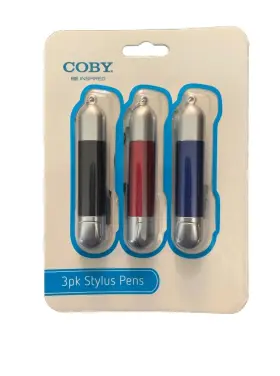 Coby 737073087880 New 3 Pack Of Stylus/ink Pens For Tablets Phones And Touch Screen Devices