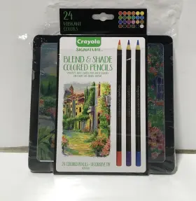 C3p09 Crayola Signature Blend And Shade Colored Pencils 24 Vibrant Colors Tin Case