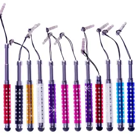 Eco-fused 092145482216 Stylus Pen Bundle - 12 Adjustable Bling Pens- With 3.5mm Jack Connecto
