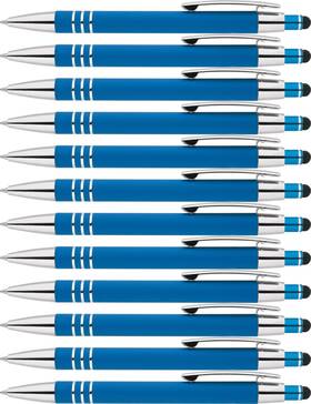 Express Pencils 301638990634 Stylus Pens - 2 In 1 Touch Screen And Box Of 12 Light Blue