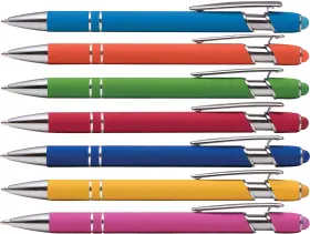 Express Pencils 301638998784 Modern Soft Touch Metal Stylus Pens Assorted Colors 7 Count Pack