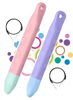 Fllynewrite 769016600566 Kid-friendly Tablet Stylus With Tether Purple And Pink Kids