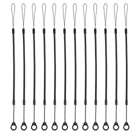 1083770 Goktvai 12pcs Elastic Tether Lanyard Retractable Spring Coil Strap Anti-lose Black