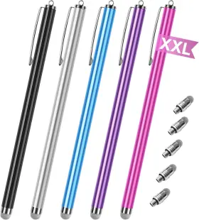 Gg185 Guugei Stylus Pens For Touch Screens 5 Pack Long Pen Body Fiber Mesh Solid Color