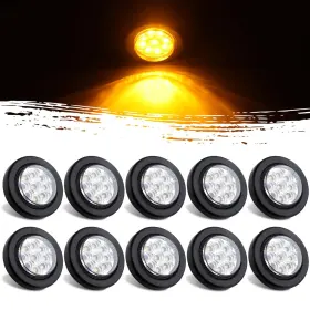 Jam-001a Jamarco 10pcs 2 Inch Round Led Marker Lights 9 Amber Reflectors Clear Lens