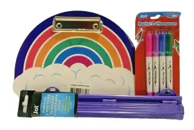 Jot 639277938398 Rainbow Clipboard Small 3 Hole Punch 4 Pk Markers