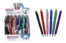 01-1104 Max Force 767615692524 Multi Color Rhine Stone Pen Stylus 3 Styluses