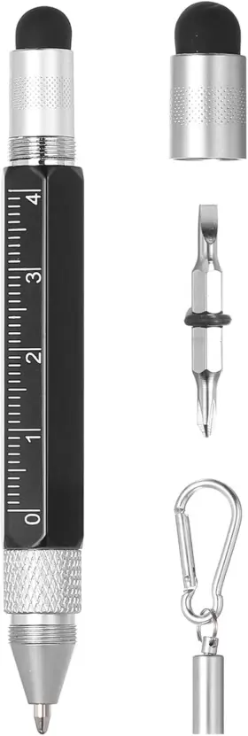 Mea240626ee001886 Meccanixity 6 In 1 Metallic Stylus Pen Aluminum Alloy Mini Capacitive Black