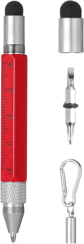 Mea240626ee001888 Meccanixity 6 In 1 Metallic Stylus Pen Aluminum Alloy Mini Capacitive Red
