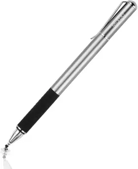 Mixoo-1spd-sgrey-new Mixoo Stylus Pen For Touchscreen 2-in-1 Disc And Fiber Tip Sensitivity Prec