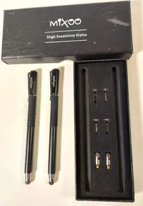 X001jhzdrt Mixoo Stylus Pen Disc And Fiber Tip 2-in-1 Series High Black 2 In Box With 6 Extr