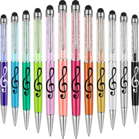 Outus-pens-t331w Outus 12 Pcs Music Stylus Pens 2-in-1 Retractable Touch Screen Crystal Musical N