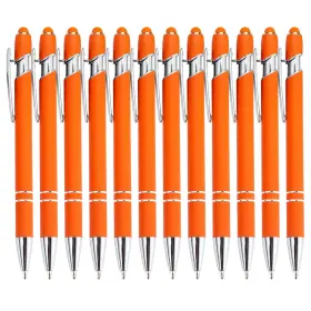 Zkby-mjb-012 Pasisibick 12-pack Orange Ballpoint Pens With Stylus Tip - 2 In 1 Metal Stylu