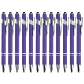 Pta230407tt0792 Patikil Ballpoint Pen With Stylus Tip 12 Pack 2 In 1 Metal Black Purple