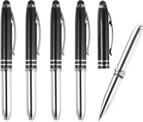 Pta230407tt0827 Patikil Ballpoint Pen With Stylus Tip And Led Flashlight 5 Pack 3 In 1 Black