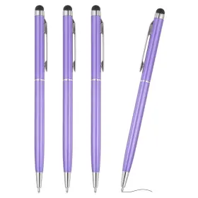 Pta250221tt001062 Patikil Ballpoint Pen With Stylus Tip 4pcs 2 In 1 Slim Metal Light Purple