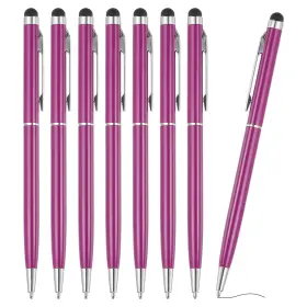 Pta250221tt001070 Patikil Ballpoint Pen With Stylus Tip 8pcs 2 In 1 Slim Metal Black Purple
