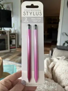 Cs-322 Prime Connect 2-in-1 Stylus Pens Touch Screens 2pk Dual Tips Standard And Sharp Pink New
