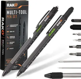 8d-1a6m-1csl Pro Tools Multi-tool 2pc Pen Set - Led Light Touchscreen Stylus Ruler Level Bottle Ope