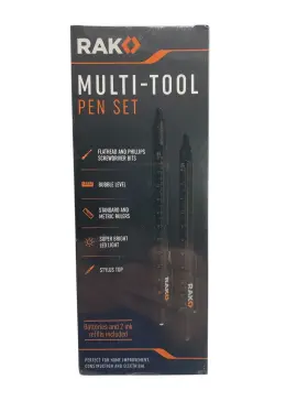 Rak 445018975958 Multi-tool 2pc Pen Set - Led Light Touchscreen Stylus Ruler Bottle Opener