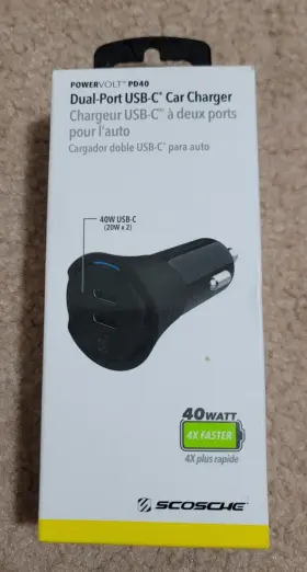 Schose 033991085480 Scosche Powervolt Strike Drive Pd Dual Usb C Charger 40w - Black