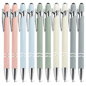Kz004-pens Shibashan Ballpoint Pens With Stylus Tips 10 Pcs Retractable Metal Pen For T