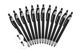 Sypen 700443040358 12 Pack Black Stylus With Ball Point Pen For Touchscreen Devices