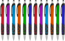 Spi-300-12-assorted Sypen Stylus Pens -2 In1 Capactive Touch Screen With Ballpoint 12 Pack Click Pen
