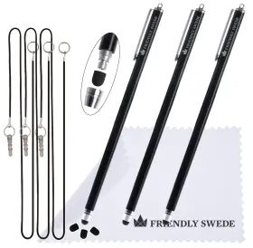 3r2l The Friendly Swede 799456855752 Extra Long Stylus Pen For Touchscreen Set Of 3 Thin-tip High Precision Capa