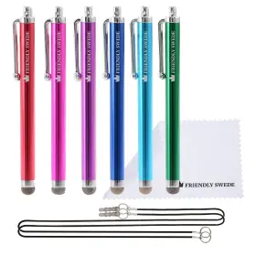 The Friendly Swede 799456856070 Set Of 6 Micro-knit Hybrid Fiber Tip Universal Capacitive Stylus Pens For Tou