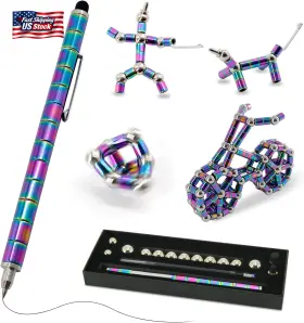 Ttzycc 711181782059 Magnetic Pen With 13 Rings - Decompression Magnet Metal Fidget Creat