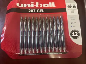 Uni-ball 030246573082 207 Retractable Gel Pen - Medium Point 0.7mm 9 Black And 3 Blue 12 Ct