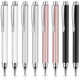 Weewooday-12204 Weewooday 8 Pieces Capacitive Stylus Pens For Touch Screen Universal Disc Fine Silver