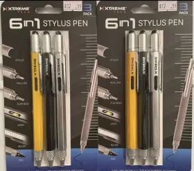 Xtreme 805106885724 6-in-1 Stylus Pen Stylus/phillips/flathead/level/4 Inch Ruler And 2 Pack