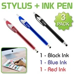 Cellet Stylus + Ink Pen Black / Blue Red 3-PACK New. Price: $7.99.