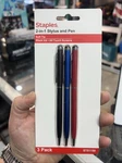 Staples 2-IN-1 Stylus And Pen, 3-PACK, Black/red/blue New. Price: $21.98.